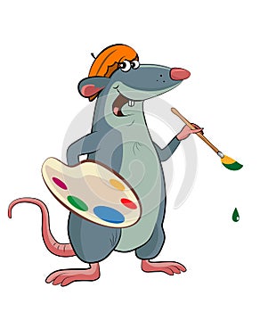 Mouse artist with a palette and brush