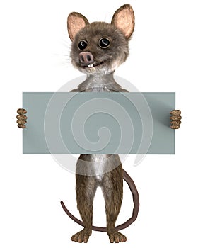 Mouse with a blank board on white