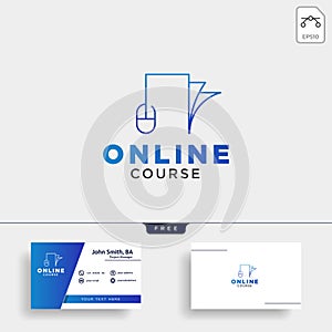 mouse book line , online learning line logo template vector illustration icon element