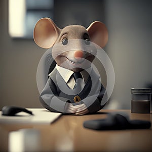 Mouse Businessman Frame In Office. Generative AI