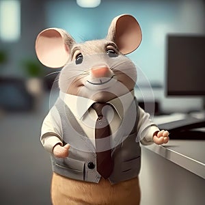 Mouse Businessman Frame In Office. Generative AI