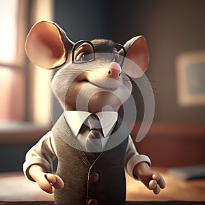 Mouse Businessman Frame In Office. Generative AI