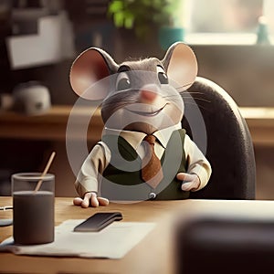 Mouse Businessman In The Office. Generative AI