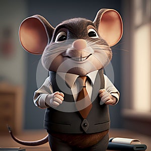 Mouse Businessman In The Office. Generative AI