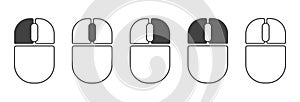 Mouse button click outline icons set