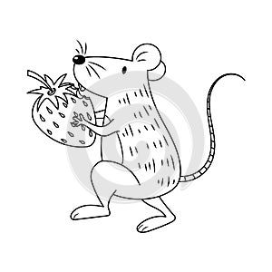 A Mouse Carrying Strawberry Colorless