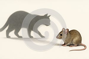 A mouse casting a shadow in the form of a cat.