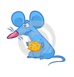 Mouse cheese cartoon illustration