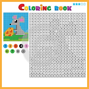 Mouse with cheese. Color by numbers. Coloring book for kids. Colorful Puzzle Game for Children with answer
