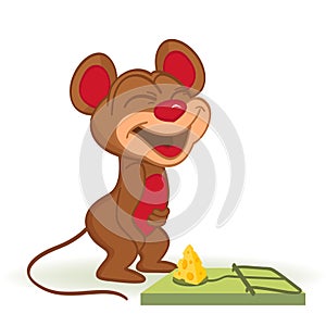 Mouse and cheese in mousetrap