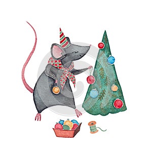 A mouse with Christmas Tree