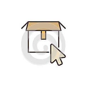 Mouse Click on Ð¡ardboard Box vector concept colored icon