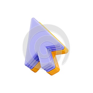 Mouse Click arrow Pointer 3d render concept on white background