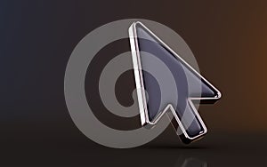 Mouse Click arrow Pointer icon on dark background 3d render concept