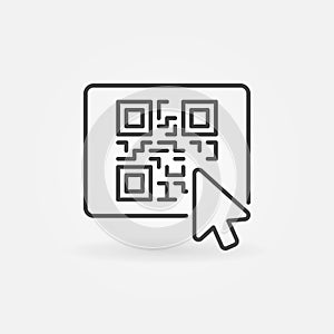 Mouse click on button with QR code vector icon or design element