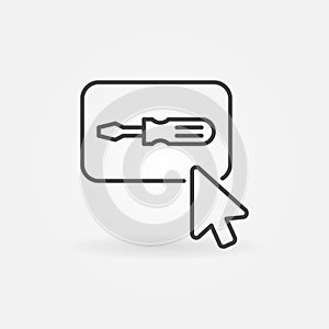 Mouse Click on button with Screwdriver outline vector icon