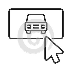 Mouse Click on Car Button vector Online Booking concept outline icon