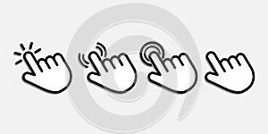 Mouse click cursor icon in black solid color and line work vector illustration
