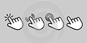 Mouse click cursor icon in black solid color and line work vector illustration