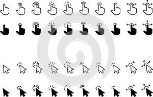 Mouse Click Cursor icon. Hand Mouse Pointer Pictogram on Transparent Background. Finger Web Click Pointer