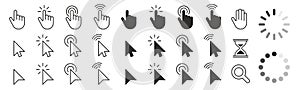 Mouse click cursor set. Hand Cursor. Click icon.