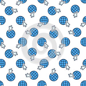 Mouse Click on Globe vector colored seamless pattern