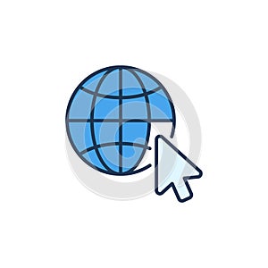 Mouse Click on Globe vector concept colored icon or symbol