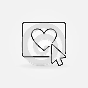 Mouse click on Heart Button vector concept line icon