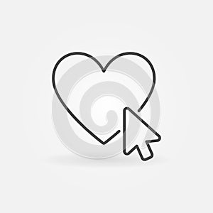 Mouse click on Heart line icon. Online Donation vector sign