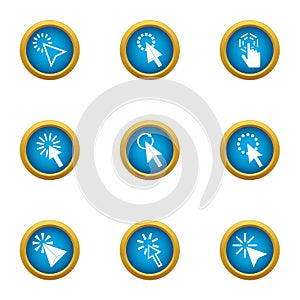 Mouse click icons set, flat style