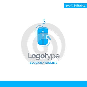 Mouse, Click, Internet, Online, Shopping Blue Solid Logo Template. Place for Tagline