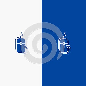 Mouse, Click, Internet, Online, Shopping Line and Glyph Solid icon Blue banner Line and Glyph Solid icon Blue banner