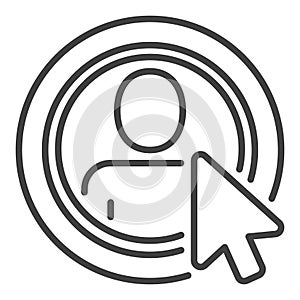 Mouse Click on Man in Circle vector Cursor concept outline icon or symbol