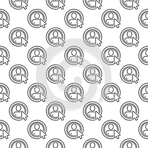 Mouse Click on Man in Circle vector outline seamless pattern