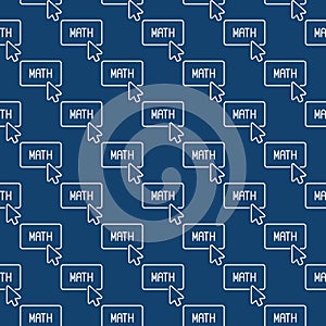 Mouse Click on Math Button vector Mathematics blue outline seamless pattern