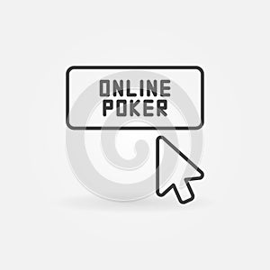 Mouse click on Online Poker button vector outline icon