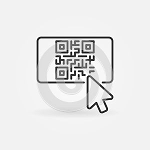 Mouse click on QR Code vector thin line concept icon