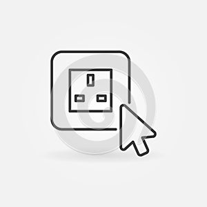 Mouse click on UK smart socket vector outline icon