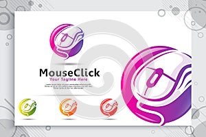 Mouse click vector logo with modern and colorful style concept , creative mouse illustration as a symbol of icon company hardware