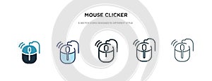 Mouse clicker icon in different style vector illustration. two colored and black mouse clicker vector icons designed in filled,