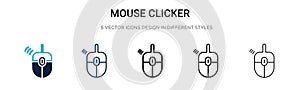 Mouse clicker icon in filled, thin line, outline and stroke style. Vector illustration of two colored and black mouse clicker