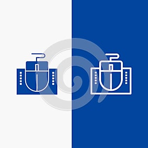 Mouse, Computer, Hardware, Education Line and Glyph Solid icon Blue banner