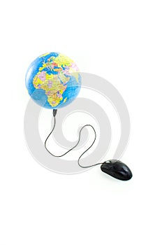 Mouse connected to globe viewing Africa