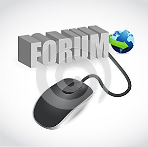 Mouse connected to the grey word Forum