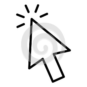 Mouse cursor clicking icon with click rays pointer arrow symbol for computer interface selection action web navigation digital UI