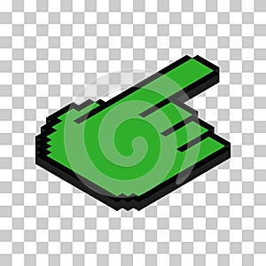 Mouse cursor isometric pixel icon, web click symbol, computer pointer vector illustration