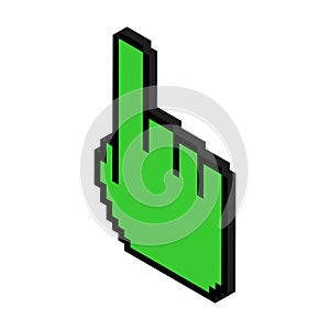 Mouse cursor isometric pixel icon, web click symbol, computer pointer vector illustration