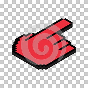 Mouse cursor isometric pixel icon, web click symbol, computer pointer vector illustration