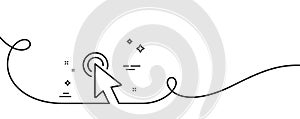 Mouse cursor line icon. Click action sign. Continuous line with curl. Vector