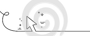 Mouse cursor line icon. Click action sign. Continuous line with curl. Vector